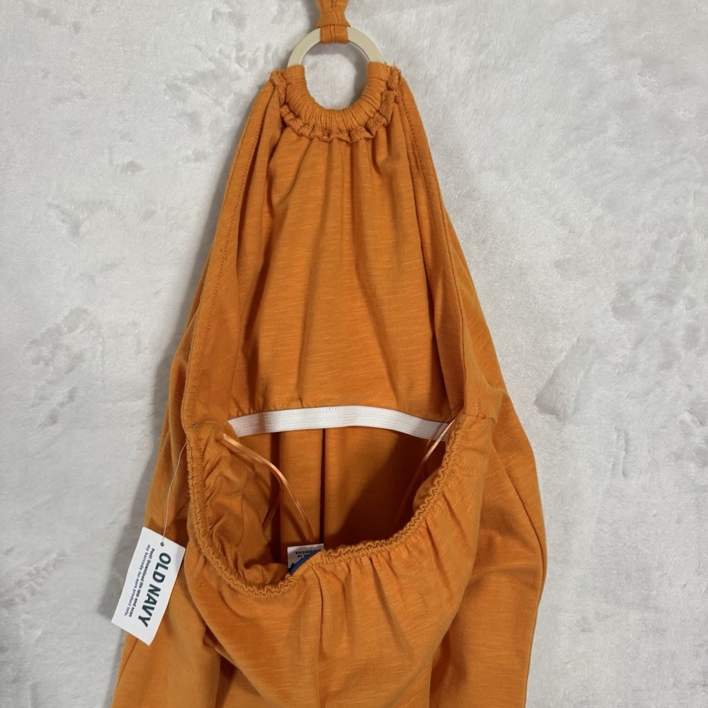 NEW Old Navy Slub Knit Midi Halter Dress Size S Wild Papaya Orange Boho Tropical - Picture 7 of 13